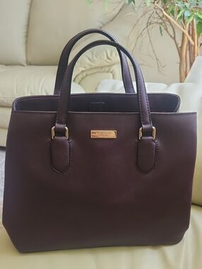 Kate Spade Laurel Way Evangelie Burgundy Deep Plum Satchel Purse
